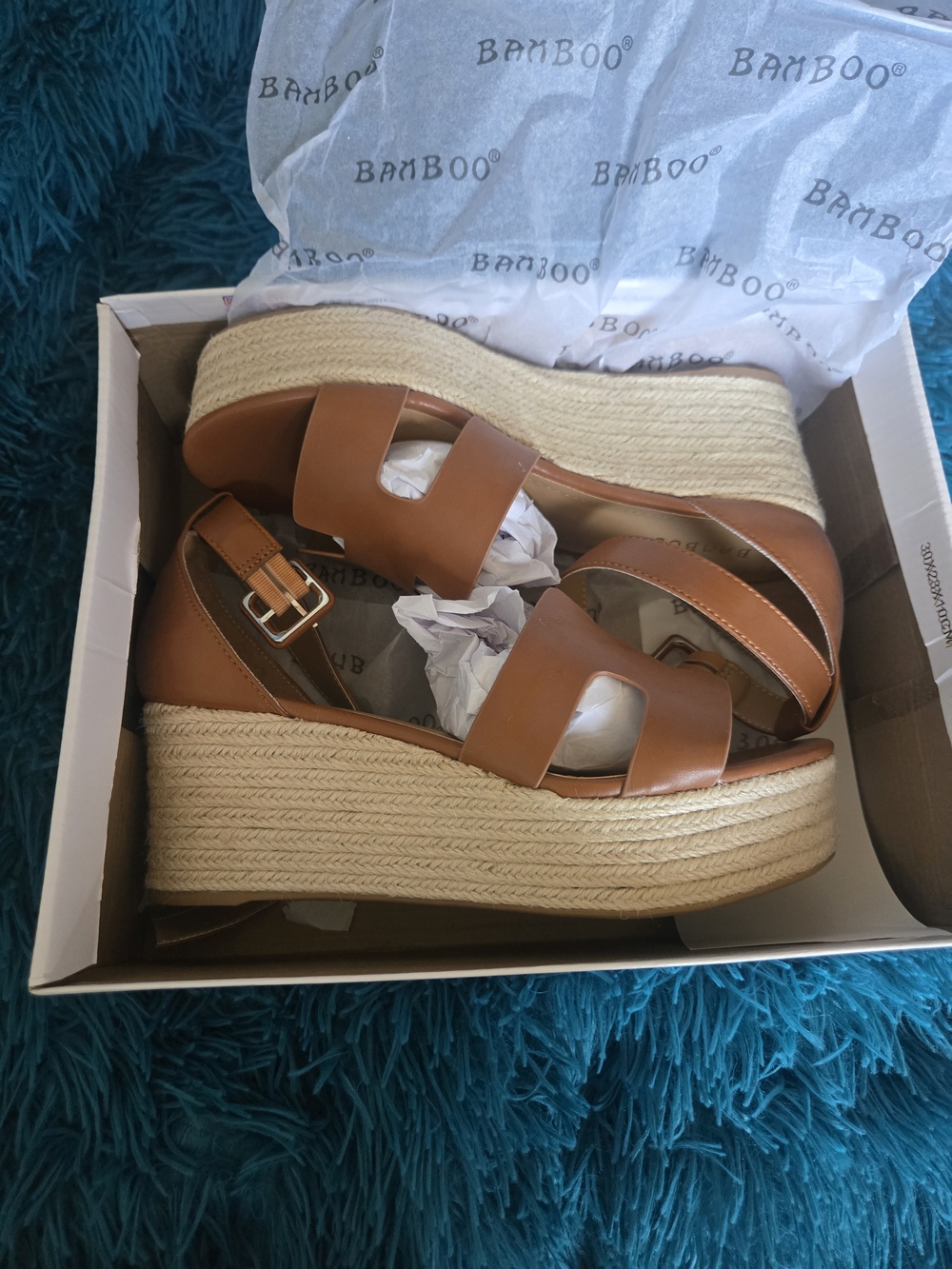 Bamboo Tan Platform Espadrille Sandals for Women